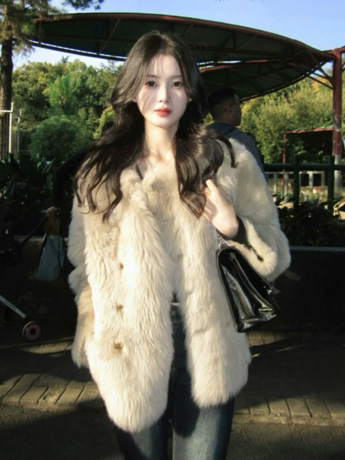 

Youthful Korean Style Lamb Fur Coat Women's Integrated Leather And Fur Jacket Warm Thickened Long Sleeve round Neck Coat