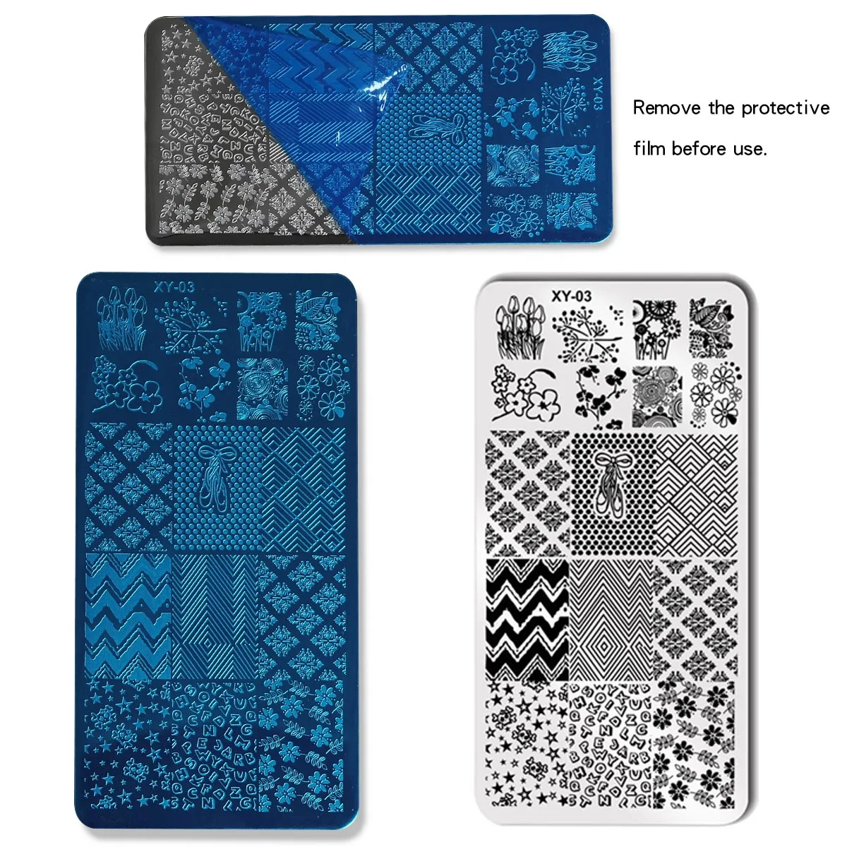 9개 네일 프린팅 보드 세트 7개 혼합 디자인 스탬핑 데크 +1 네일 프레스 다이 +1 스크레이퍼 네일 아트 프레스 보드 스크레이퍼