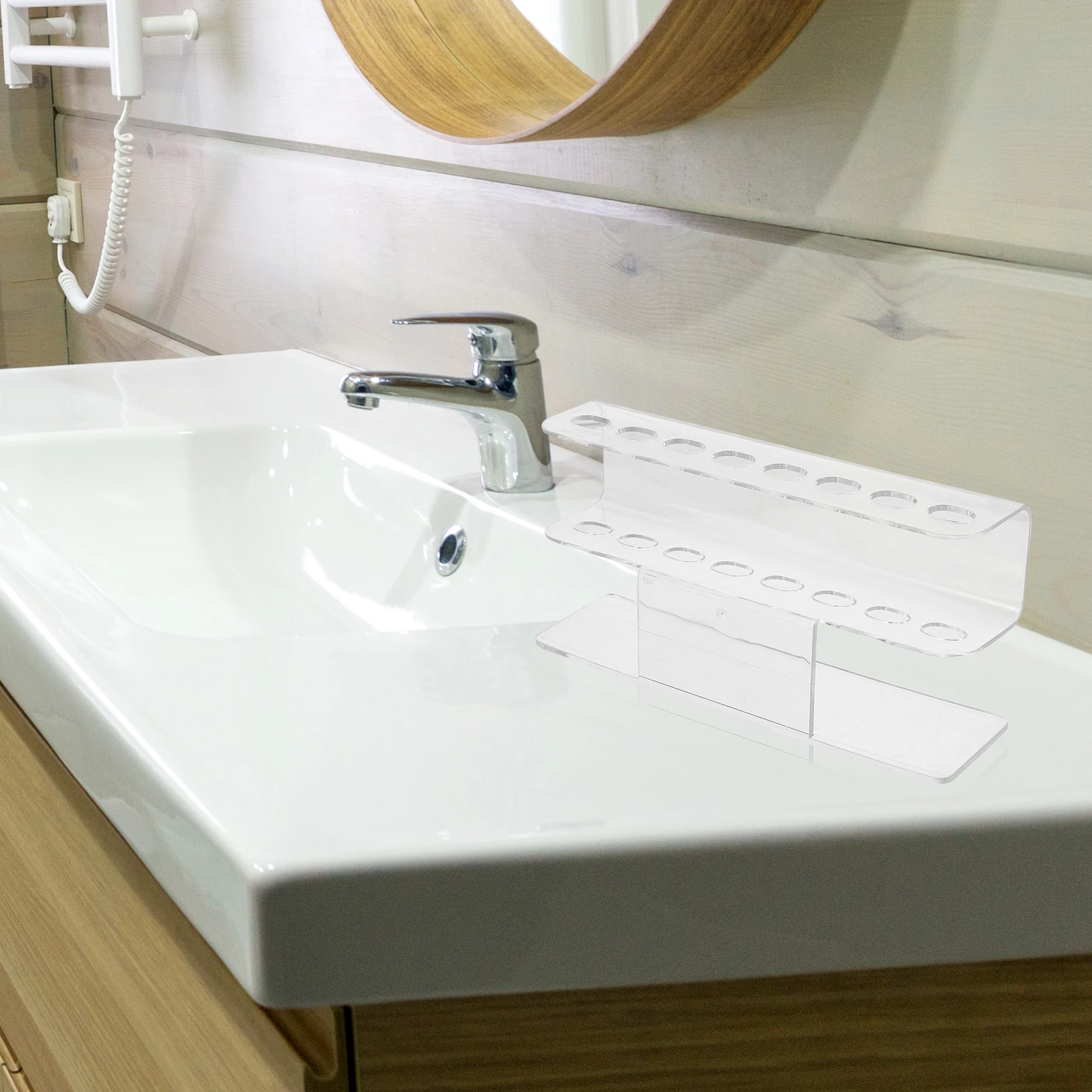 8 穴ピンセットホルダー耐久性のあるまつげディスプレイラックメイクアップツール小さな透明なロングピンセットラック使用