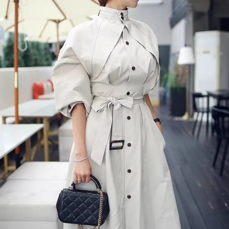 

Chic Turtleneck Women Dress with Sashes Long Sleeve Korean Elegant Womens Clothing Streetwear Business Vestidos