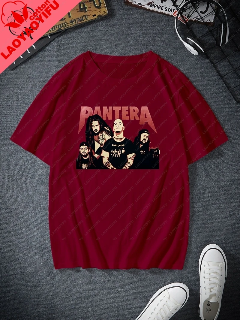 Retro Pattern T-shirts From The American Band PANTERA. Cotton Round-neck T-shirts Are Suitable for Both Men and Women view 2