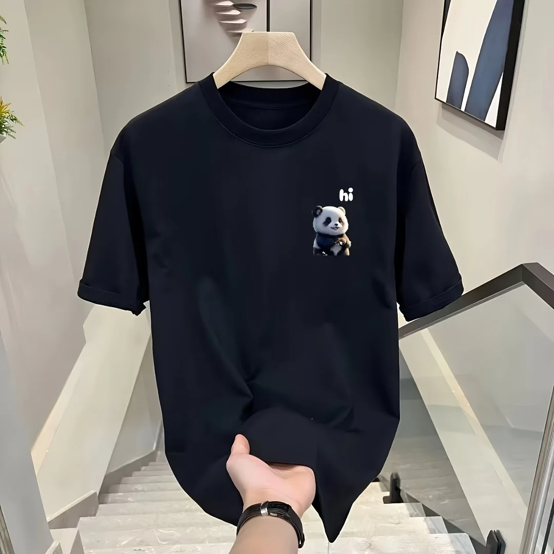 طباعة جرافيك باندا لطيفة على شكل رسوم كرتونية ممتعة مناسبة لجميع المواسم، قمصان للرجال والنساء، بأكمام قصيرة، فضفاضة ومريحة، #4