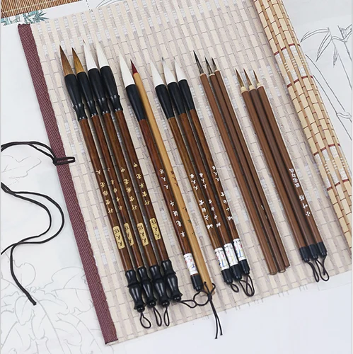 Imagen 2 del producto Juego de pinceles de caligrafía profesional, pinceles de pelo Natural, bambú, acuarela, 16/12/9/6 piezas