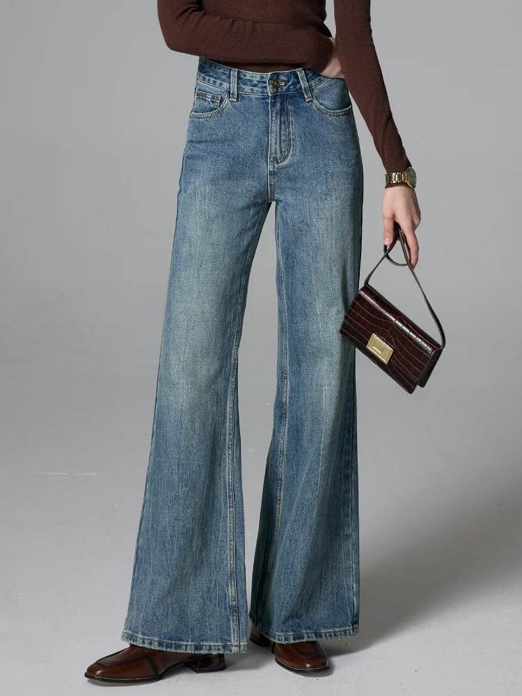 

Lipez Bell Bot Jeans Женские свободные брюки со средней талией и широкими штанинами, расклешенные длинные брюки длиной до пола, хлопковые повседневные брюки