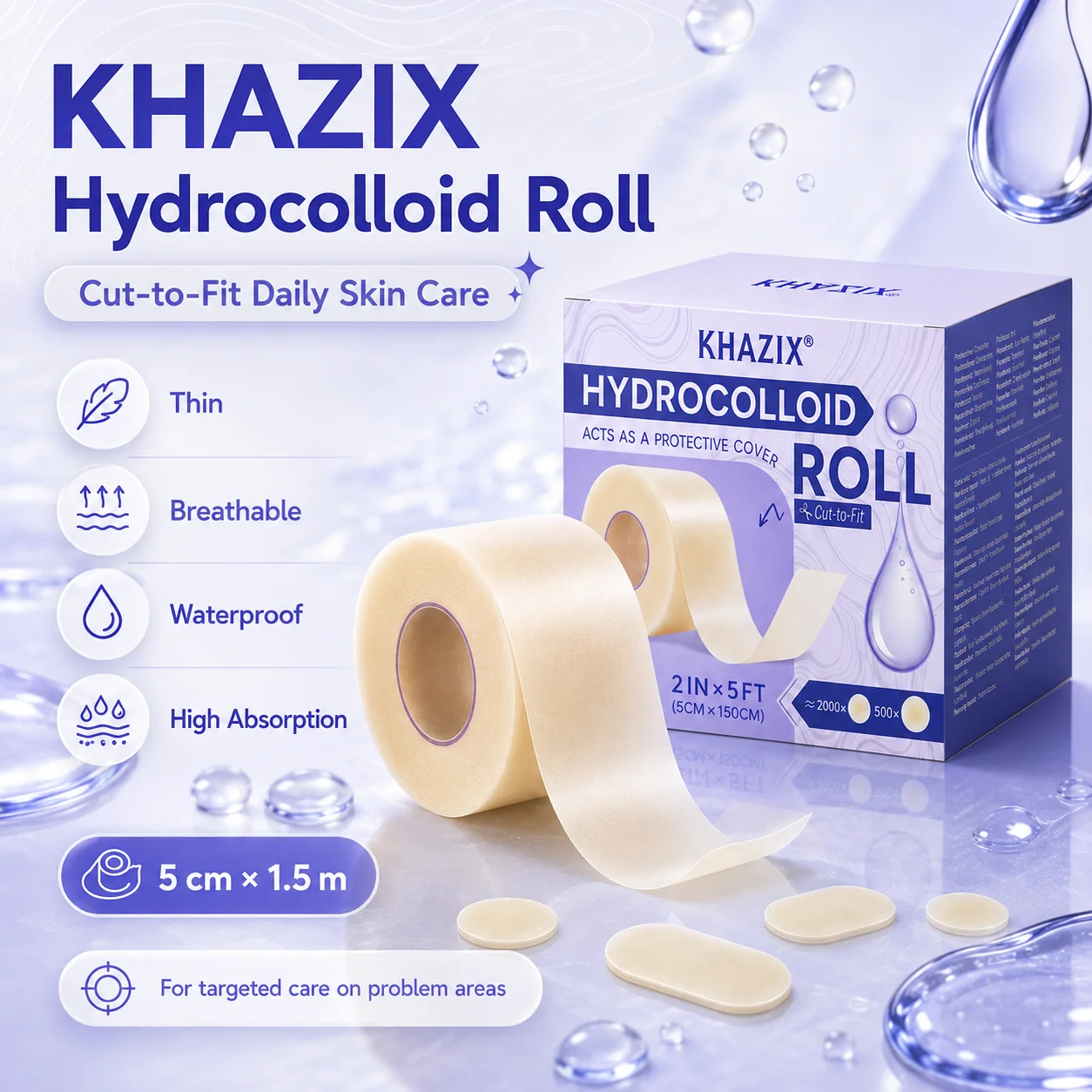 1roll Pimple Patch Roll Hydrocolloid Acne Sticker Invisible Transparent Cuttable Face Blemish Cover Tape for Daily Skin Care