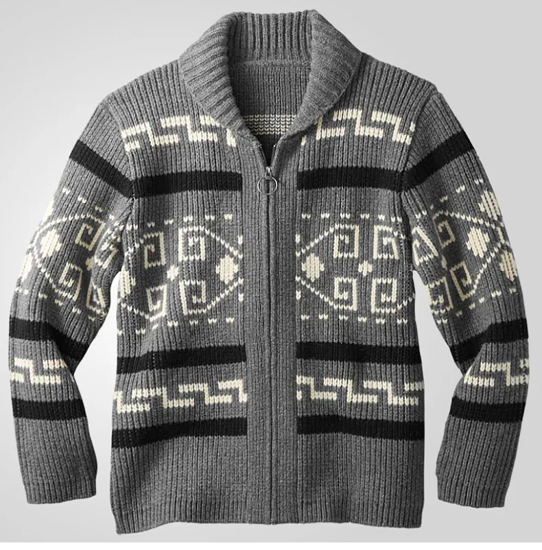 Herren Herbst Winter Mode Strickjacke Jacke Slim Fit Langarm Strickpullover mit stilvollem Revers Design lässig elegant Out – Detail 10