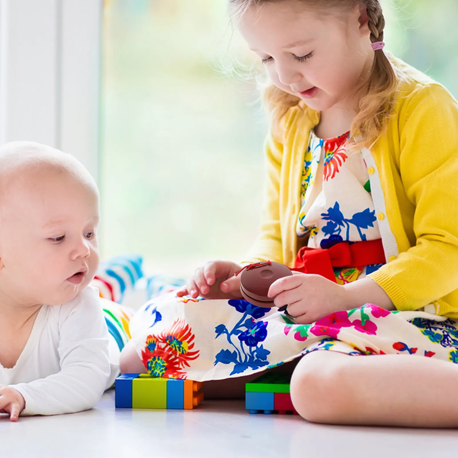 2Pcs Wooden Castanets Finger Castanet Durable Wood Material Musical Instruments for Development Wood Castanets