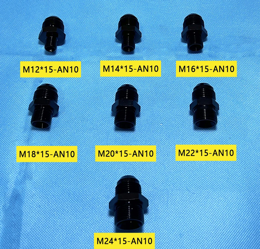 10AN AN10 male To M12/M14/M16/M18/M20/M22/M24x1.5 Thread Straight Fuel Oil Air Hose Fitting Male Adapter
