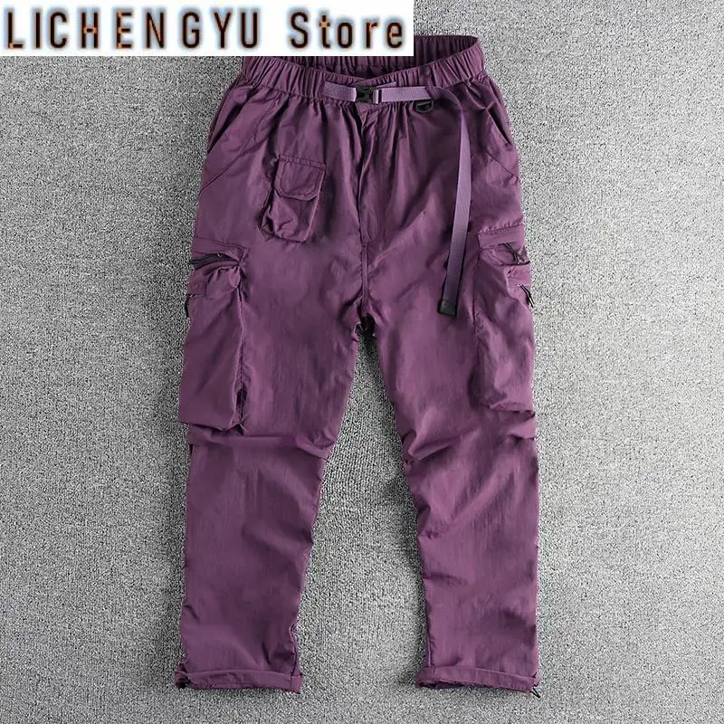 

Spring Summer New American Retro Quick-drying Big Pocket Function Cargo Pants Men's Fashion Loose Sports Straight Trousers
