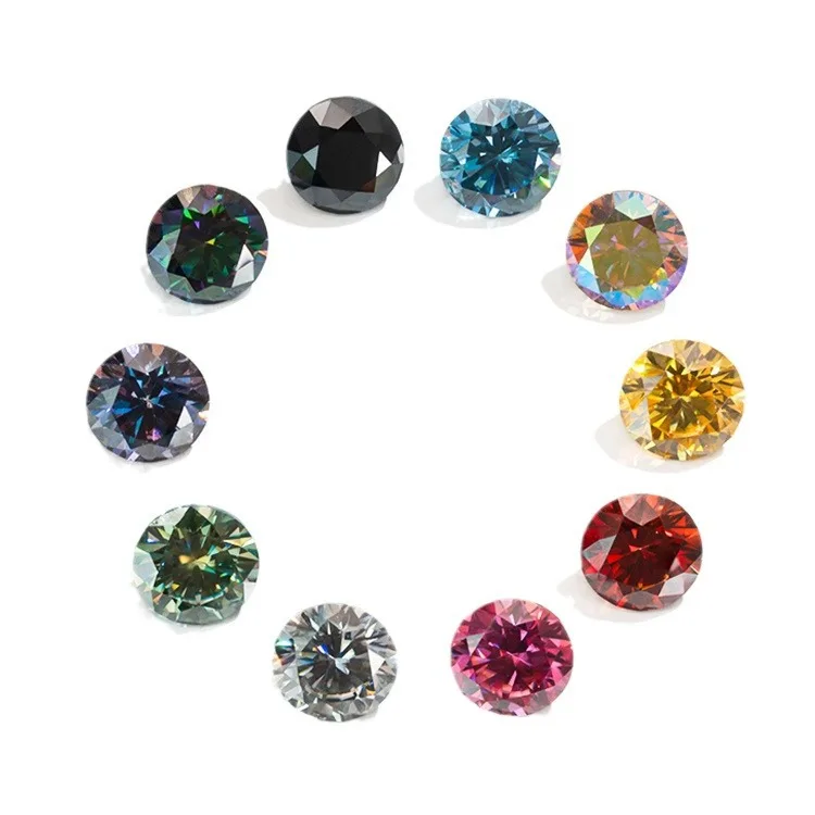 ملون 0.1ct-5ct كامل الحجم حجر مويسانيتي ملون عالي الجودة وردي أصفر أزرق مويسانيتي الماس بالجملة #4