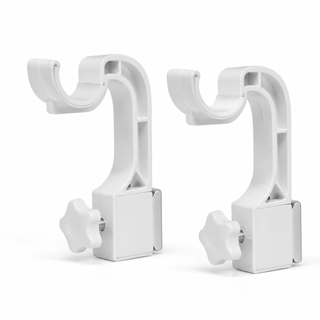 2PCS No Drill Clip-On Curtain Rod Brackets Adjustable Window Frame Holders for Tension and Roman Curtain Rods