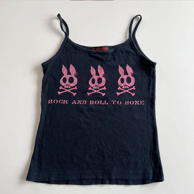 

2000s Gothic clothing women's suspender sexy suspender Y2k fashion women's streetwear aesthetic crop top with suspender Harajuku