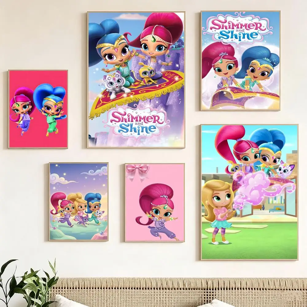 Anime Shimmer and Shine Poster Pegatina artistica HD autoadhesiva impermeable para salon dormitorio