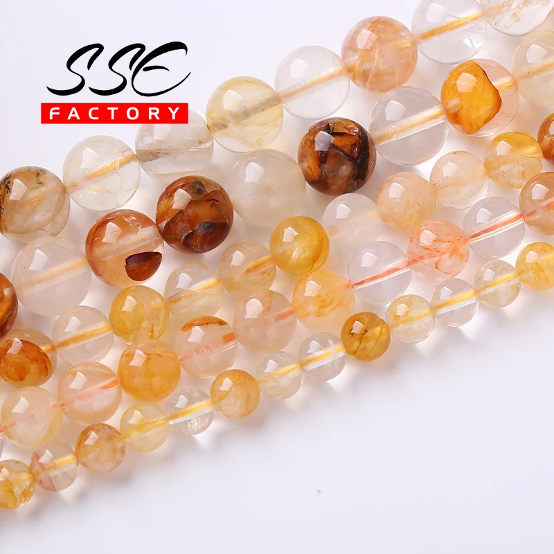 

Genuine Semi-precious Yellow Lucky Crystal Quartz Beads For Jewelry Making Energy Healing Stone Beads DIY Bracelets 6/8/10mm 15"