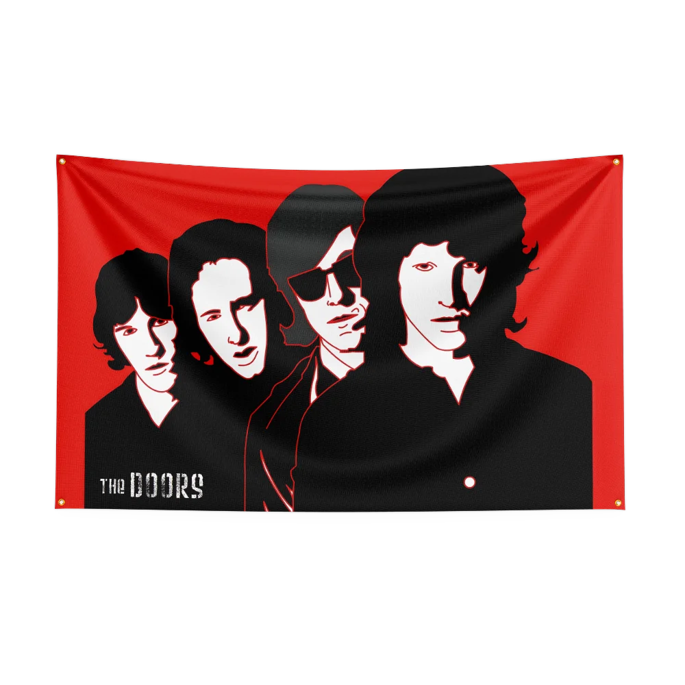 راية طباعة رقمية من البوليستر 3 × 5 أقدام ثقيلة من موسيقى الروك باند-doorss لغرف النوم لوحات فنية لتزيين الجدران من الباب