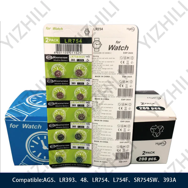 AG5 Bateria guzikowa LR48 / 393 / LR754 / L754F / SR754SW / 393A Bateria alkaliczna 1,55 V do zegarków i zabawek zdalnych