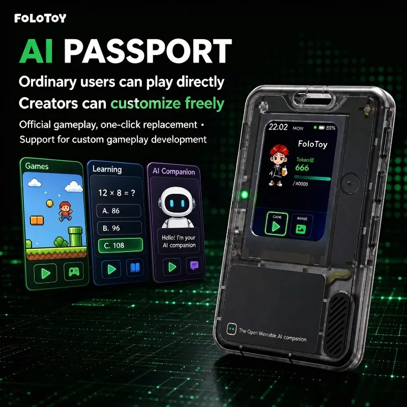 FoloToy AI PASSPORT TRAE DIY Kit Custom Bluetooth Dual-mode Support NFC 500mAh Battery Portable Programmable Open‑Source Board