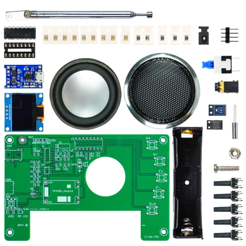 DIY FM Radio Kit Featuring For OLED Screen and RDA5807 Chip for Soldering Practice PCB Assembly 117x72x27mm ABS Body