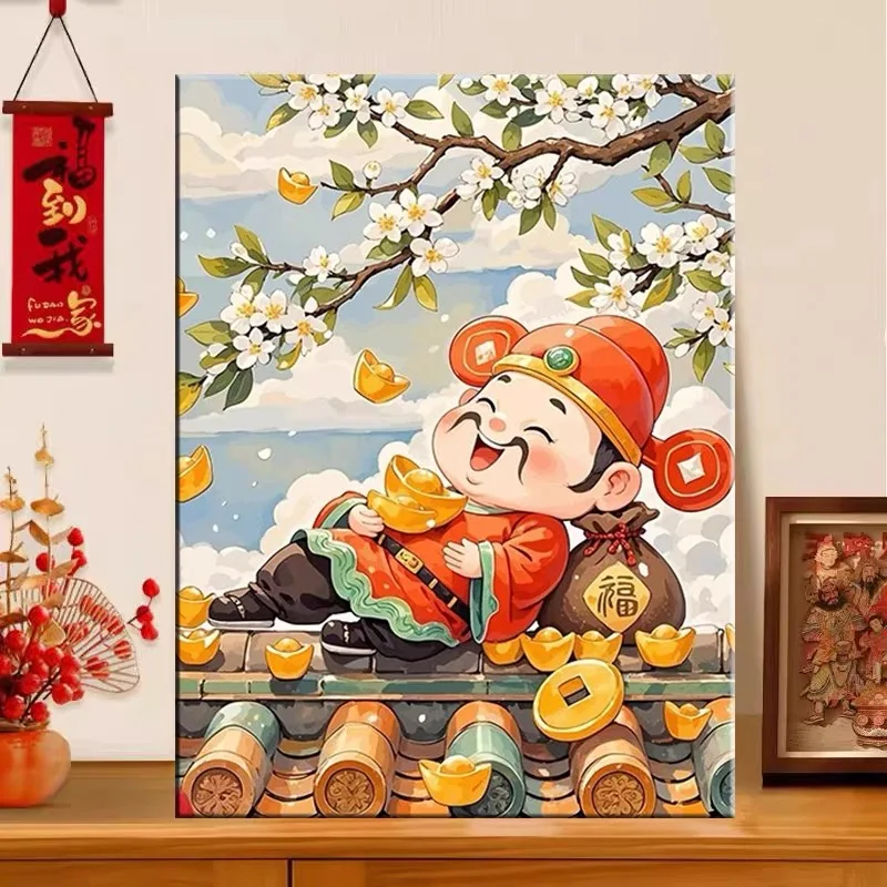 

Новинка 2025: Алмазная вышивка «Бог богатства», ручная работа, декоративное панно с рамкой для гостиной, прихожей, современный минимализм