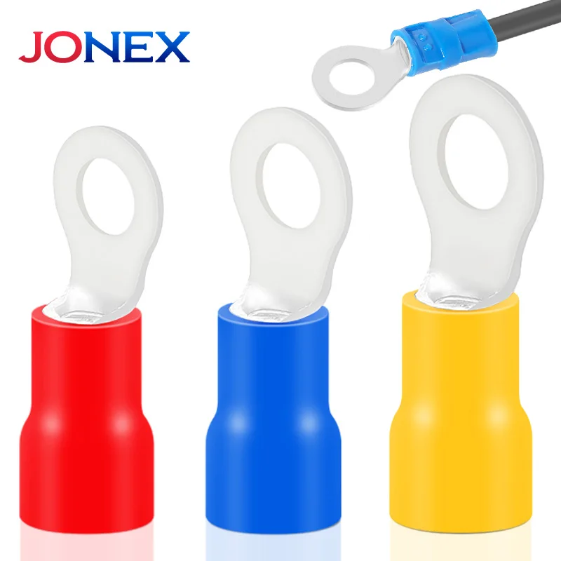 50PCS Ring Crimp Terminals Electrical Wire Connector M4/M5/M6 Round Insulated Ferrule Lugs For Quick Splicing Cables Connection