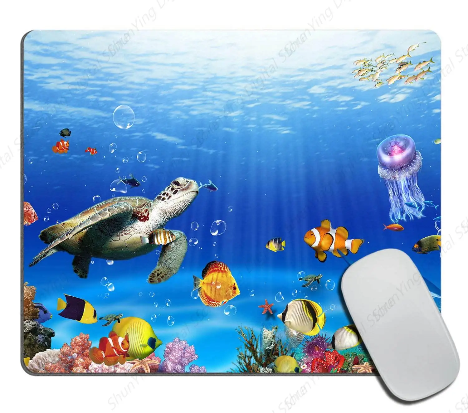 

Marine Underwater Creatures Turtle Coral Mouse Pad Non Slip Rubber Mouse Pad For Office And Home Laptops 25*30cm