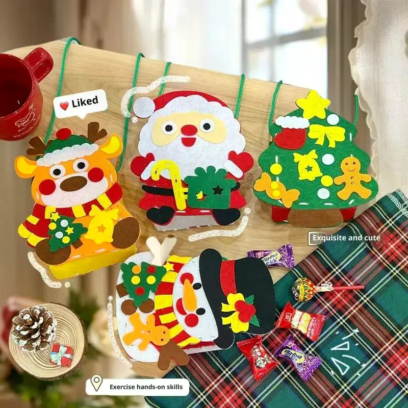 

Christmas Theme DIY Handmade Shoulder Bag Handbag Sewing Creative Art And Handmade Activities Gifts Children's Handmade Toys