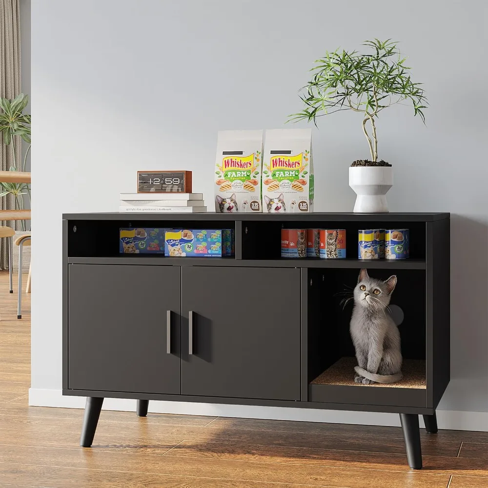 

Cat Litter Box Enclosure, Hidden Litter Box Furniture With Cat Scratch Pad, Wooden Pet House Side End Table, Storage Cabinet Ben