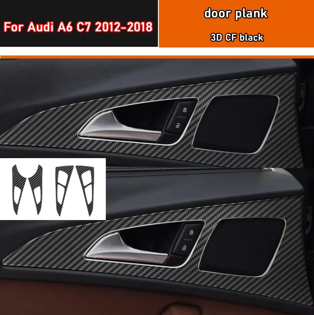 Car Styling Black Carbon Decal Car Door Plank Panel Cover Trim Sticker 4 Pcs/Set For Audi A6 C7 2012-2018