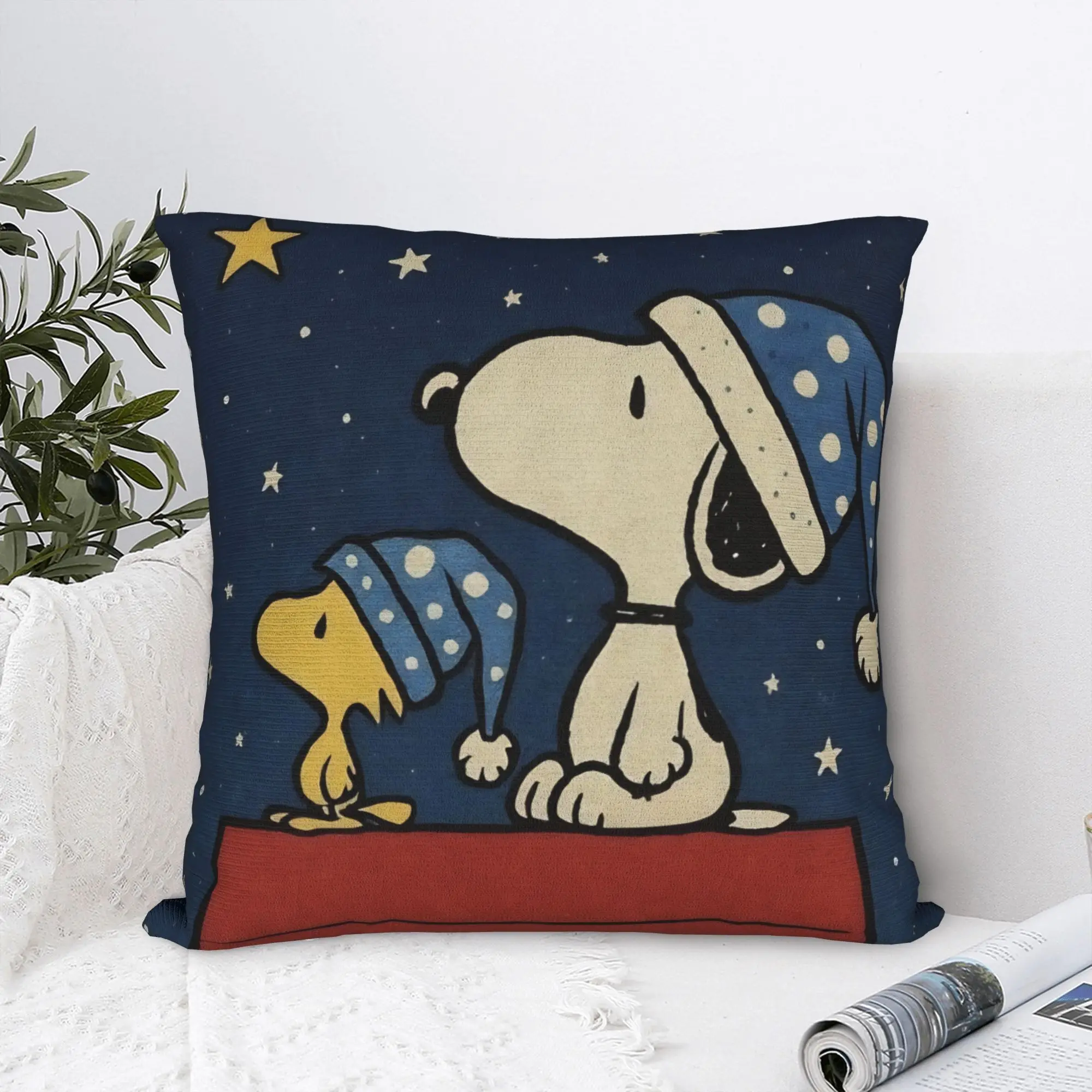 Cartoon Cute S-Snoopys Square Pillow Case  Cushion Cover Vintage Polyester Decor Throw Pillow Case Cover for Seat 45x45cm