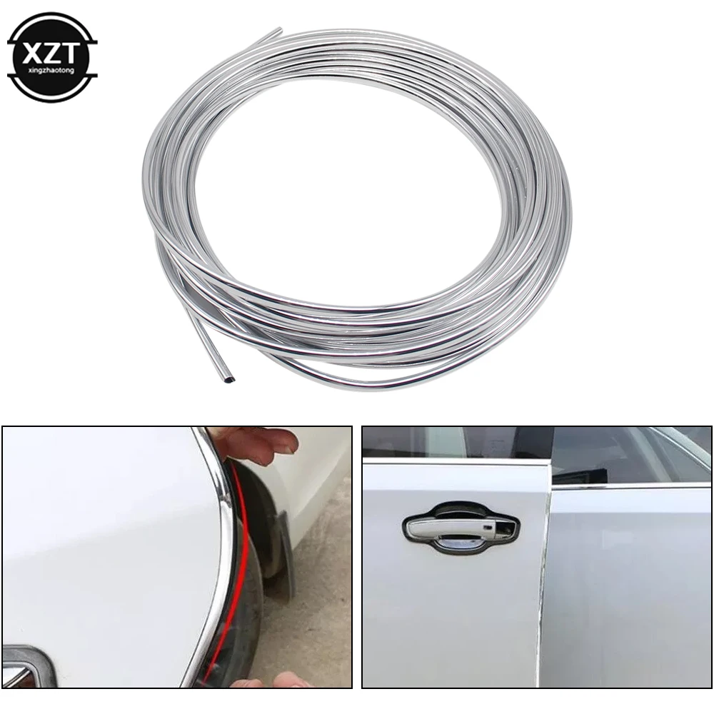 U-shaped 6M Car Door Edge Scratch Protect Strip Bumper Anti-collision Strip DIY Silver PVC Molding Decorative Strip Auto supply