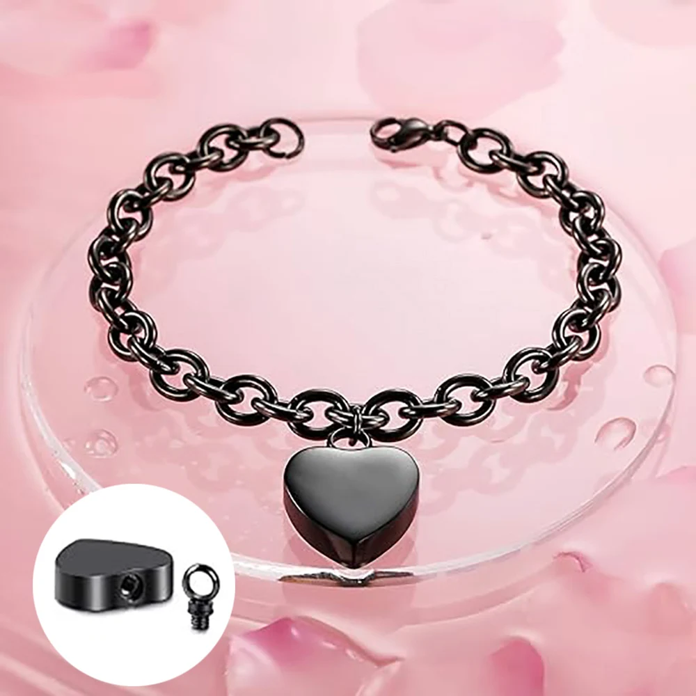 Cremation Jewelry Heart Urn Bracelet for Ashes for Women Men Adjustable Memorial Keepsake Rope Bracelet