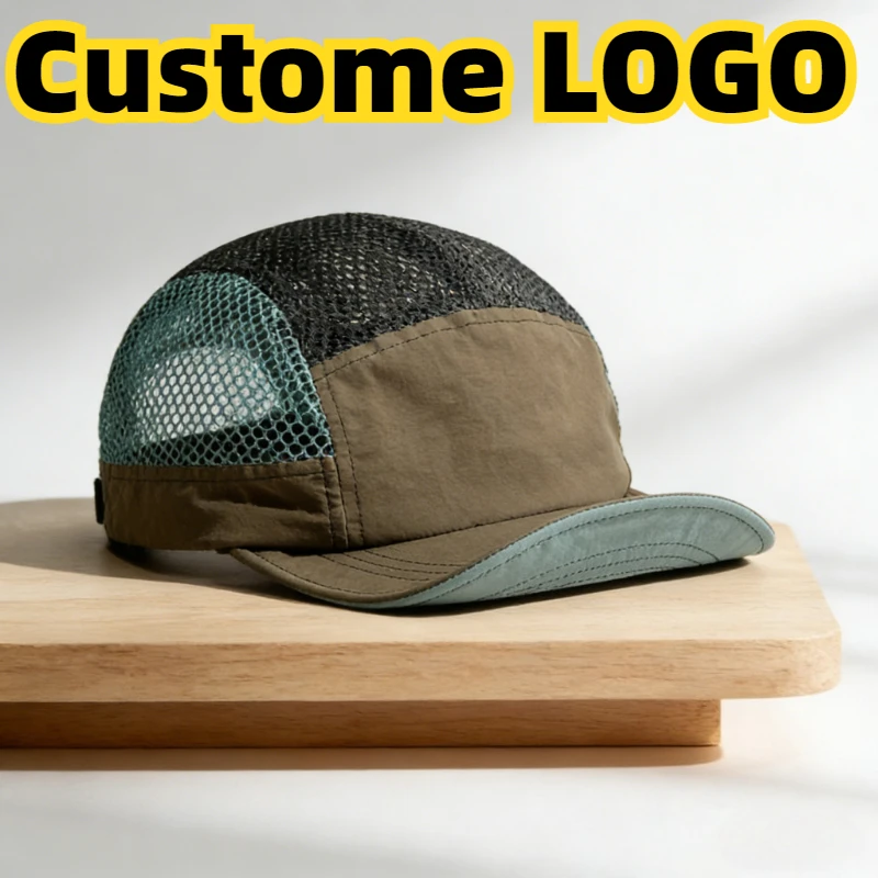 Outdoor Camping Logo - カスタムプリントロゴ入りアウトドアハイキングキャンプ用メッシュ通気速乾帽子 男女兼用 ソフトブリムサマーベースボールキャップ
