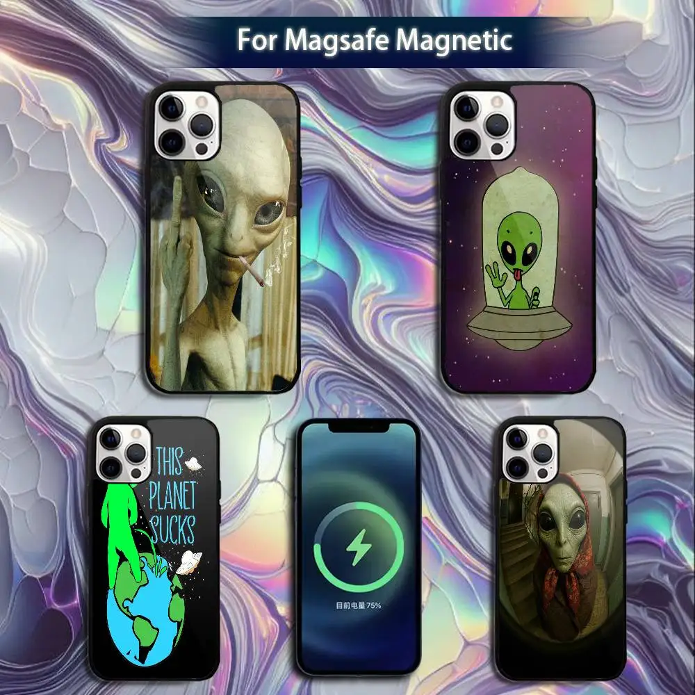 

Funny Space UFO Alien Thing Phone Case For iPhone 16e,16,15,14,13,12,11,Plus,Pro,Max,Mini Magsafe Magnetic Wireless Charging