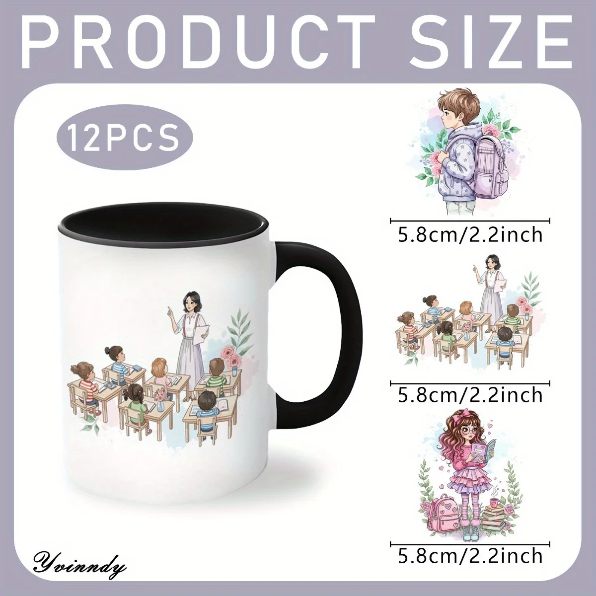 12Pcs/Set Return To School DIY Glass Jar Packaging Stickers UV DTF High Self-Adhesive Transfer Paper