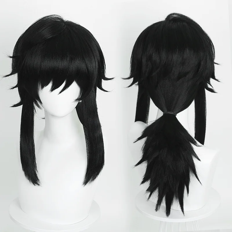 Doukou Synthetic Cosplay Wig Mid-Length Black Layered Thick Fluffy Reverse Style Giy-u Inspired Anime Costume Party