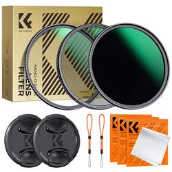 K&F Concept UV CPL ND1000 Filter Kits 67mm 82mm 58mm Fixed ND Filter with Two Lens Caps 3 Pcs Cleaning Cloth D Series 49mm-82mm