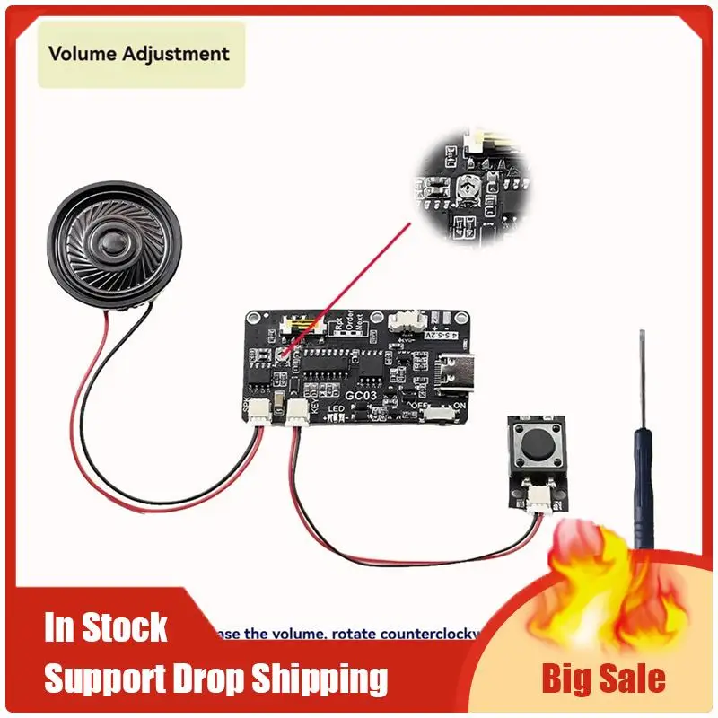 Mejores OFERTAS Módulo de sonido grabable con MP3 descargar TYPE-C para caja de regalo Tarjeta de cumpleaños de Navidad cubierta de música pared B