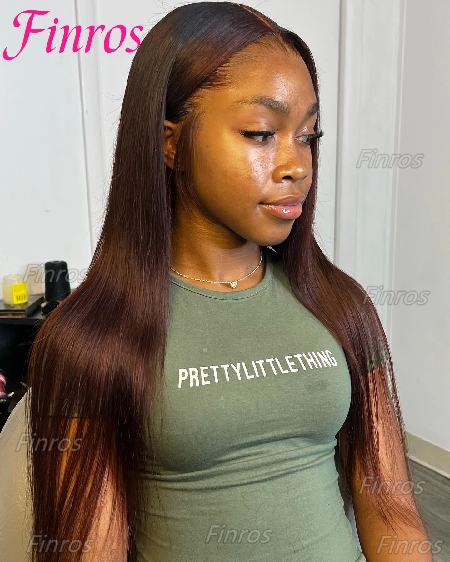 

Finros Chocolate Brown Human Hair Straight Lace Front Wigs 13x6 Transparent Lace Frontal Wig Pre Plucked Remy 13x4 Brazilian Wig