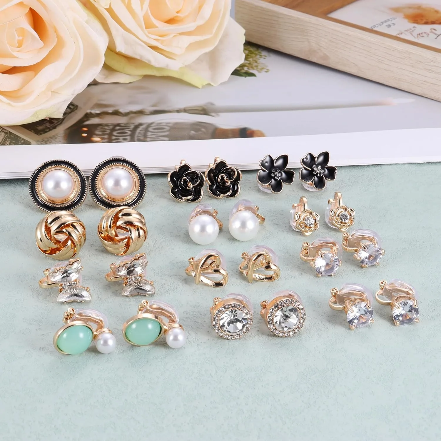 12-Pair Crystal Clip-On Earrings 5