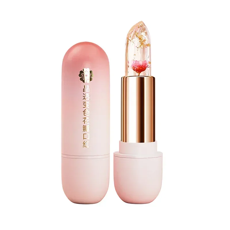 Magic Temperature Color Changing Lipstick Gold Foil Flower Lipstick Waterproof Red Jelly Lip Plumper Makeup Girl Cute Cosmetics