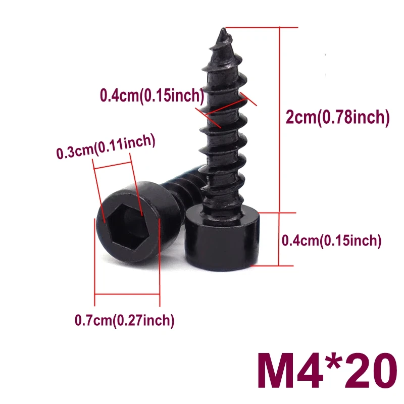 10 قطع M4 مكبر صوت متقاطع أسود ذاتي التنصت على الخشب الحبوب سداسية برغي صوت ذاتي التنصت