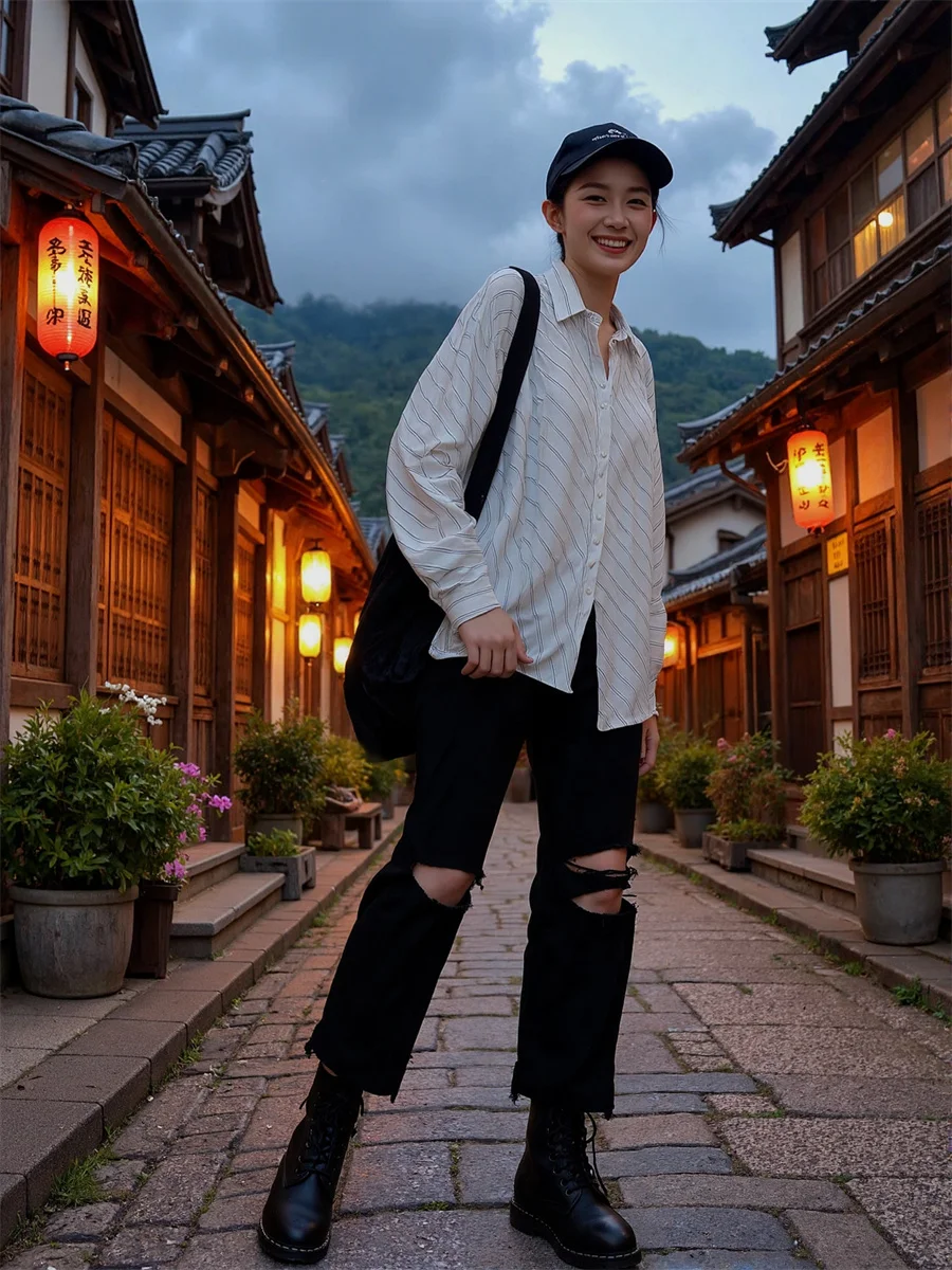 هول ممزق الجينز فضفاض للمرأة الدنيم السراويل ملابس حريمي الشتاء مشروط طويل القامة الشمال نمط ملابس منزلية المتسكع سيدة الحرارية الدافئة