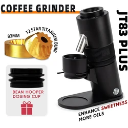 LRlufeibao JT83 Plus Electric Coffee Grinder with 83mm Titanium 12 Star Burr Espresso pour over coffee Commercial Household Mill