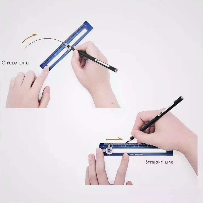 2-in-1 Multifunctional Compass Drawing Ruler Straightedge Compass Ruler Geometric Measuring Tools For Office School Home