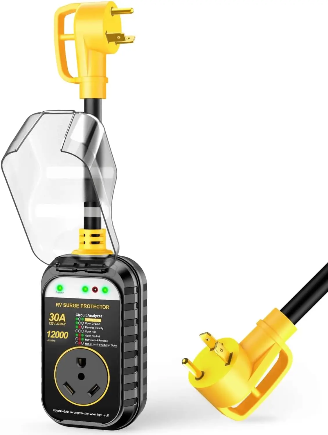 RV Surge Protectors 30 Amp,12000 Joules RV Circuit Analyzer, IP68 Surge Voltage Protection, RV Adapter Plug for Camper