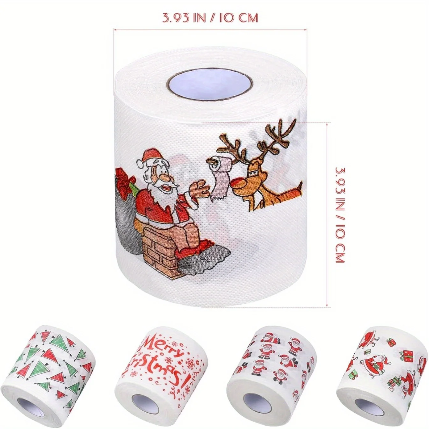 1Roll Santa and Reindeer Pattern Toilet Paper Roll - 3.94 