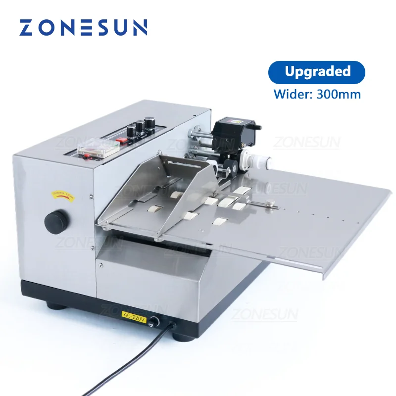 ZONESUN Wider Version Automatic Solid Ink Roller Coding Machine Date Printer Expiry Production Batch Number Label Paper MY-380FW