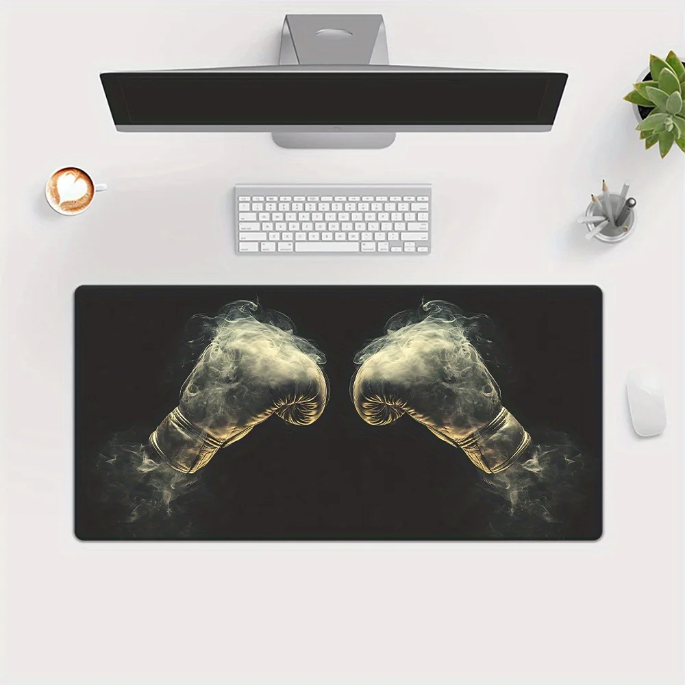 Smoking Boxing Gloves Large Mouse Pad, XXL Gaming Desk Mat, Non-Slip Keyboard Pad for Sports Fans