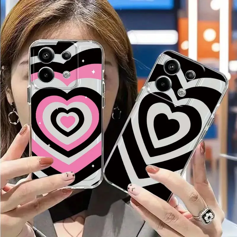 

Black Pink Love Art Luxury For Xiaomi Mi Poco F2 F3 F4 F5 F6 X5 X6 X7 Pro TPU Protection Transparent Phone Case