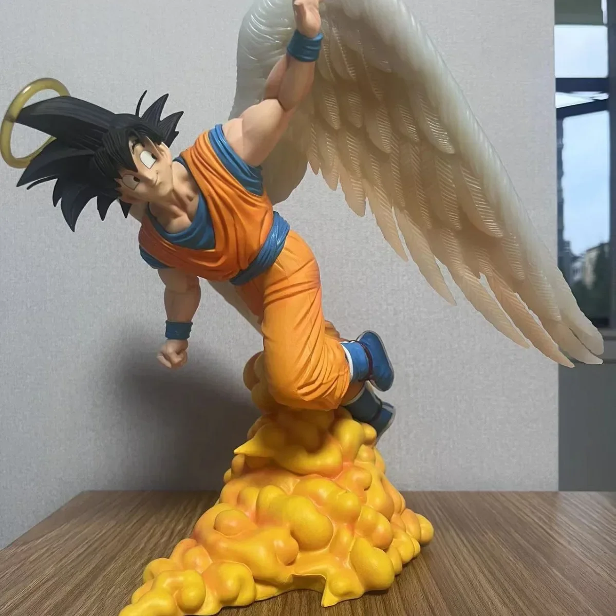 Dragon Ball Anime Figure Gk Angel Wings Son Goku Wave Goodbye Pvc Action Figurine Desktop Ornaments Model Statue Doll Toys Gifts